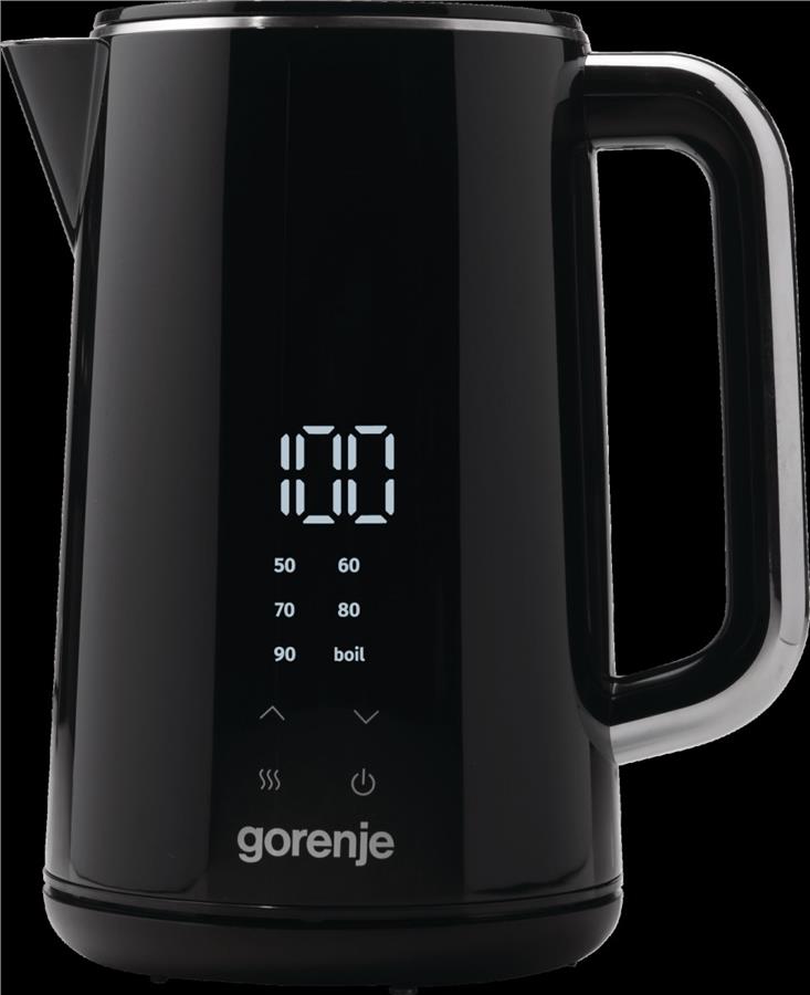 Електрочайник Gorenje 1.7л, подвійні стінки, LED дисплей, Strix контроль, чорний