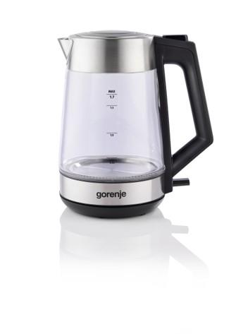 Електрочайник Gorenje 1.7л, 2,200 Вт, strix контроль, скло, нерж