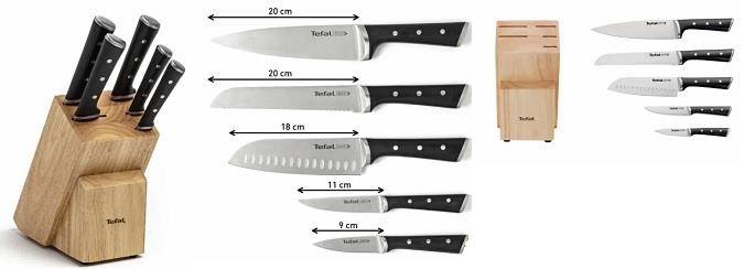 Набір ножів Tefal Ice Force, 5пр., з дерев'яною колодкою, нержавіюча сталь, пластик, чорний