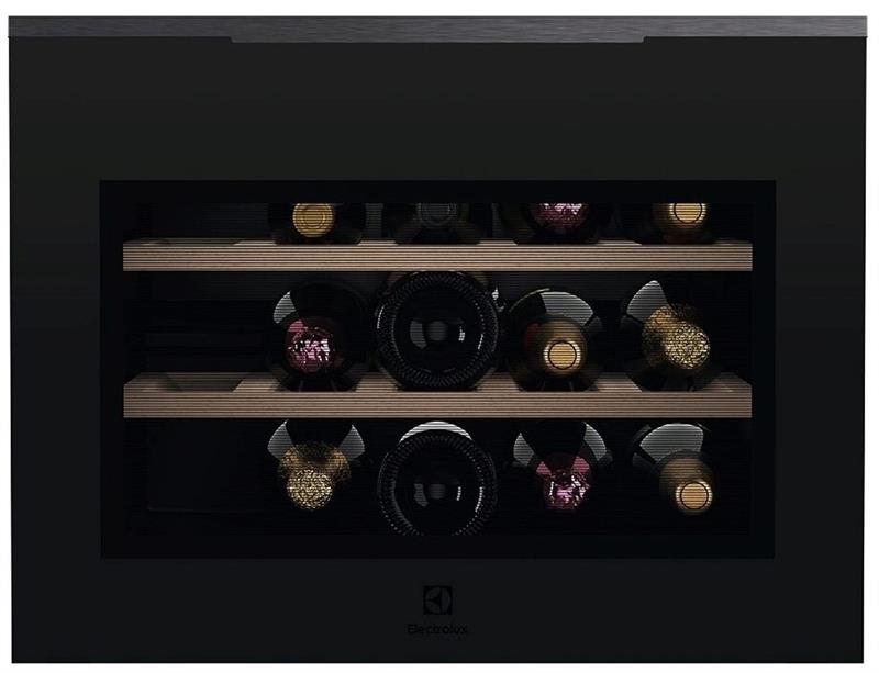 Холодильник Electrolux вбудований для вина, 45x60х58, полок - 2, зон - 1, бут-15, ST, чорний матовий