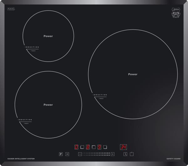 Варочная поверхность индукционная Kaiser KCT6736FI - Шx60см./3 зоны нагрева/сенсор/черный