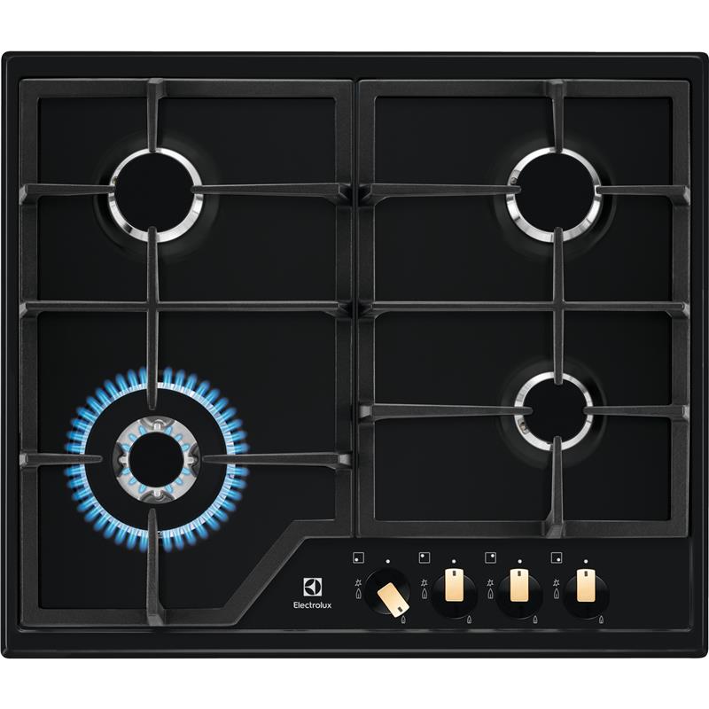 Варильна поверхня Electrolux газова, 60см, чавун, чорний матовий