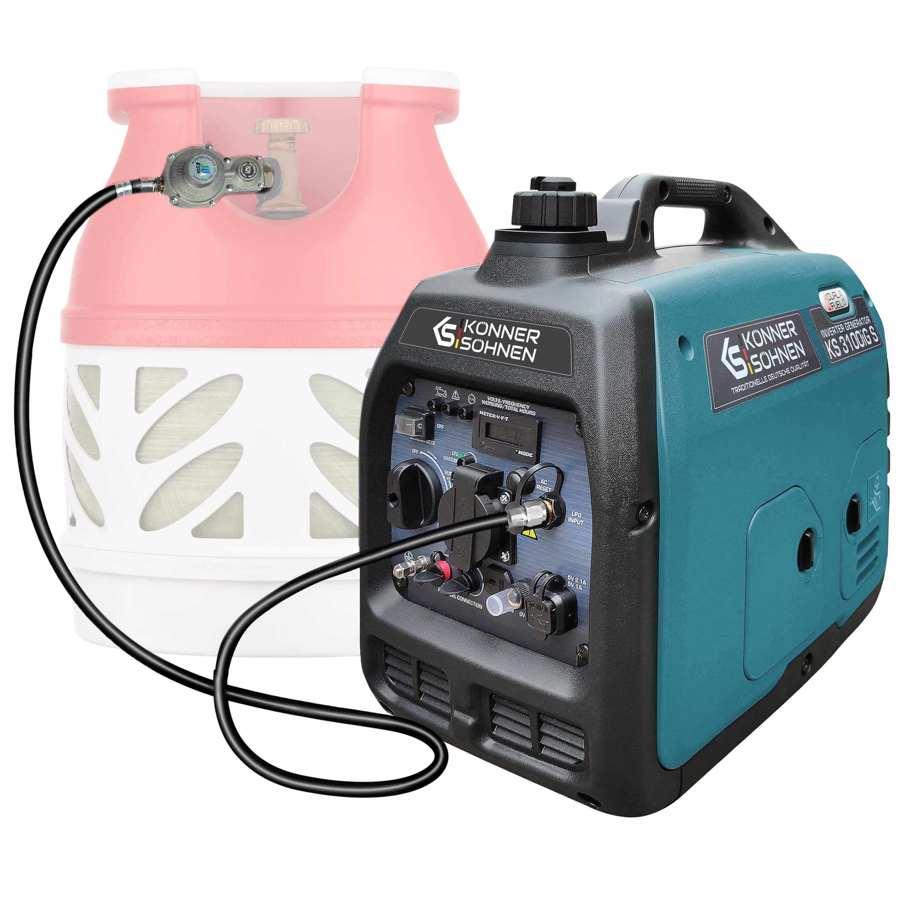 Генератор газобензиновий інверторний Konner&Sohnen KS 3100iG S, LPG 230В, 3.1кВт, ручний стартер, 22кг