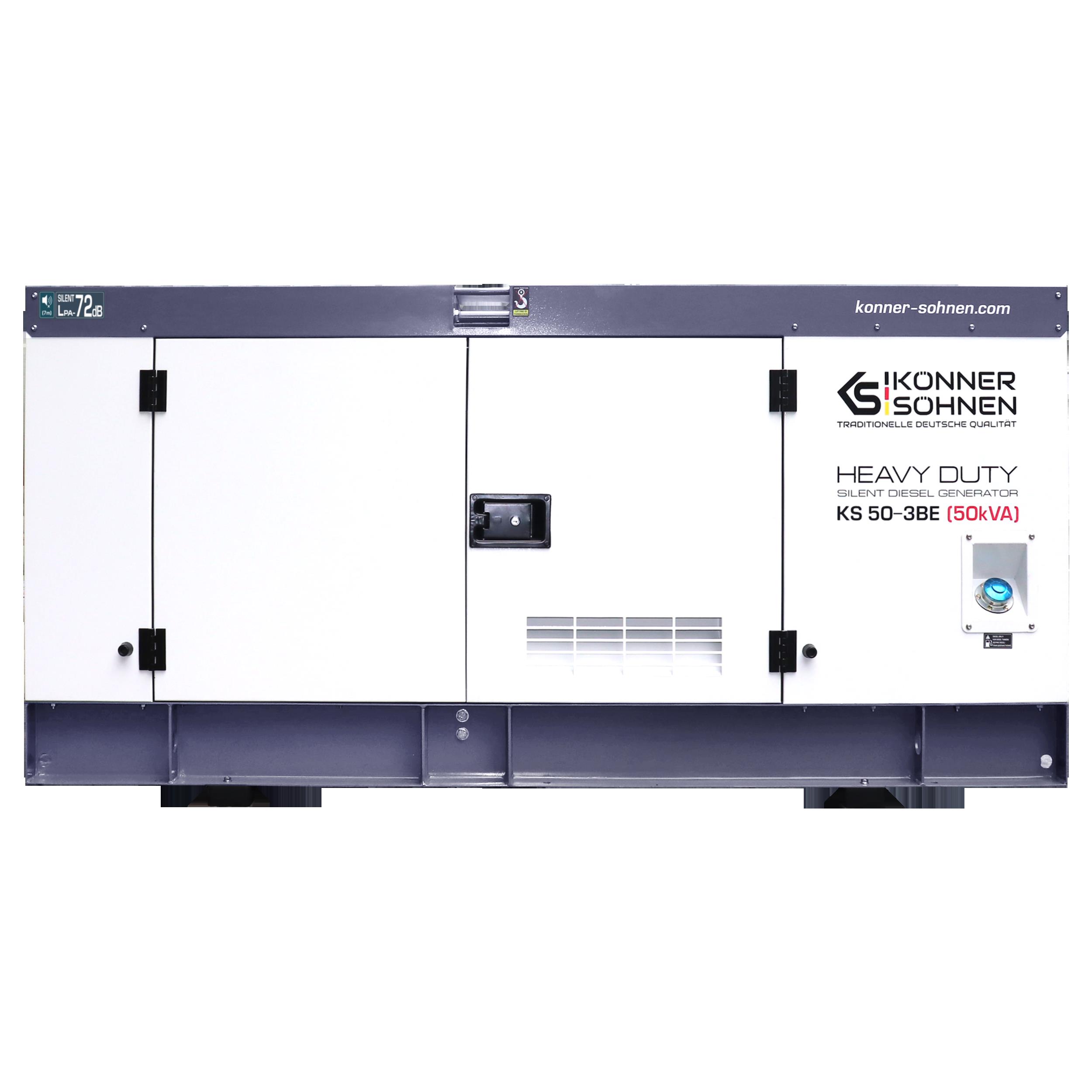Генератор дизельний Konner&Sohnen KS 50-3BE, 230/400В, 50/45кВА, 3 фази, електростартер, ATS, передстартовий підігрів, IP54, двигун Baudouin, 866кг