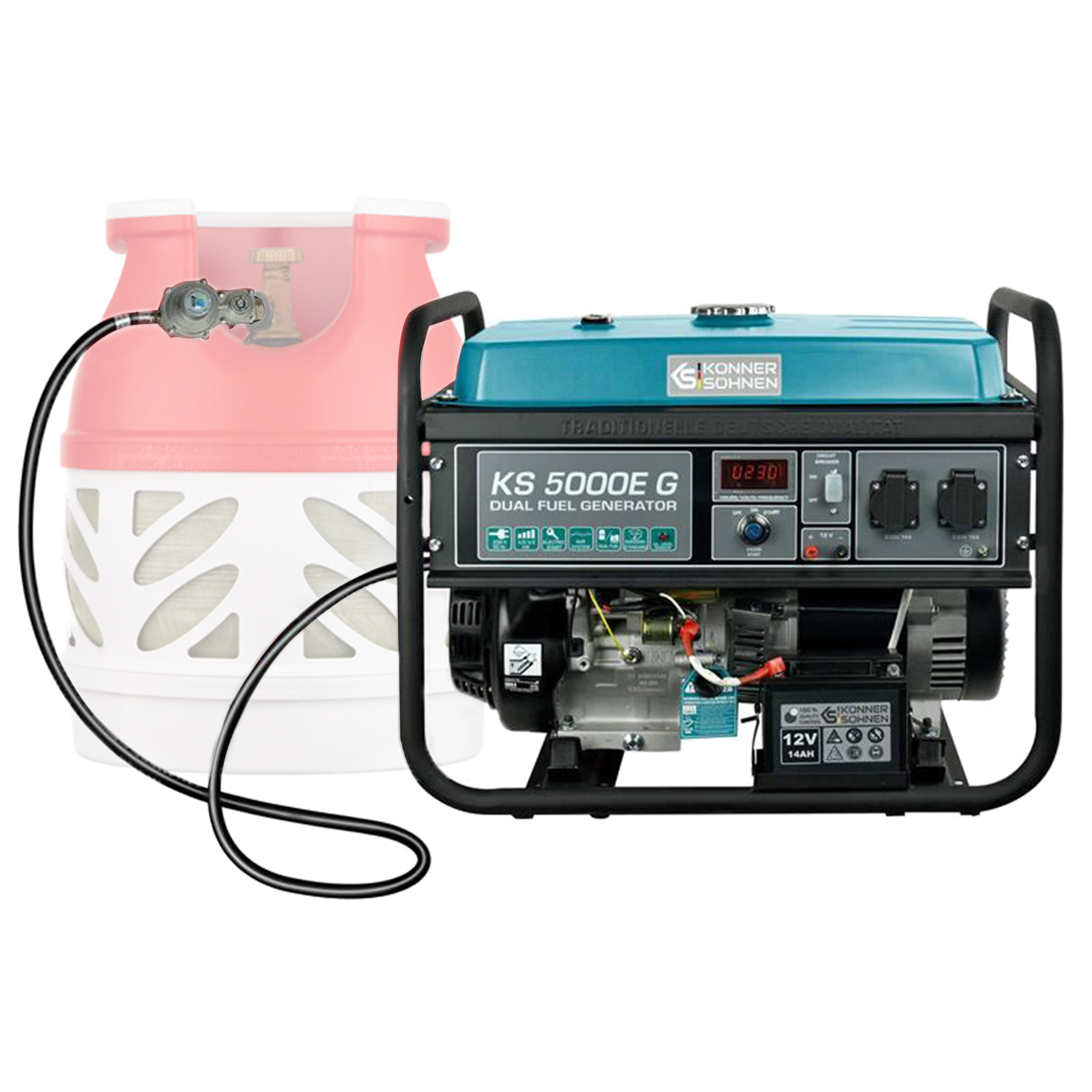 Генератор газобензиновий Konner&Sohnen KS 5000E G LPG, 230В, 4.5кВт, електростартер, 77.0кг