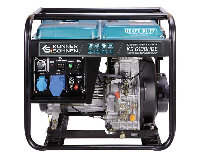 Генератор дизельний Konner&Sohnen KS 6100HDE (EURO V), 230В, 5.5/5.0кВт, електростартер, передстартовий підігрів, 107кг