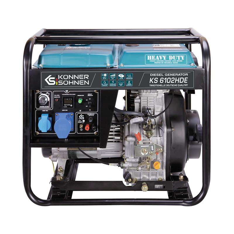 Генератор дизельний Konner&Sohnen KS 6102HDE (EURO II), 230В, 5.5кВт, електростартер, 107кг
