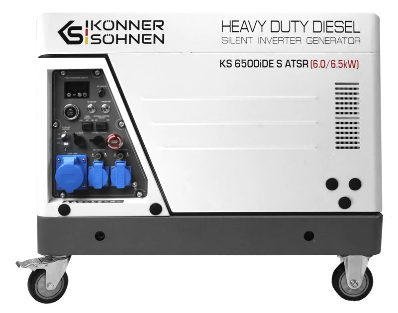 Генератор дизельний інверторний Konner&Sohnen KS 6500iDE S ATSR у шумозахисному кожусі 230В, 6.0-6.5кВт, електростартер, 119кг