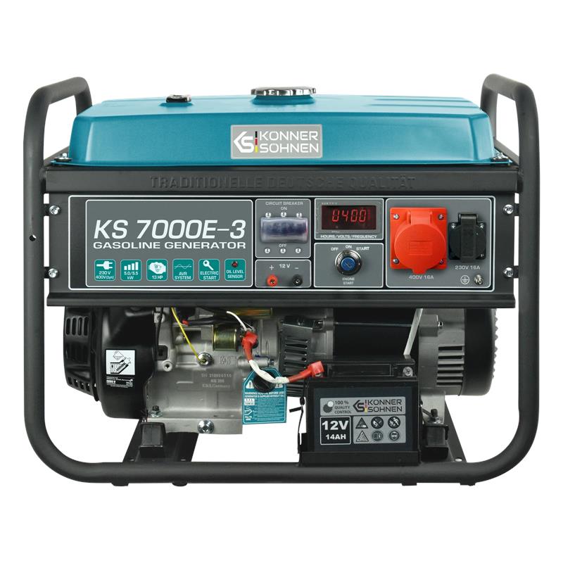 Генератор бензиновий Konner&Sohnen KS 7000E-3, 400В, 5.5кВт, електростартер, 80.8кг