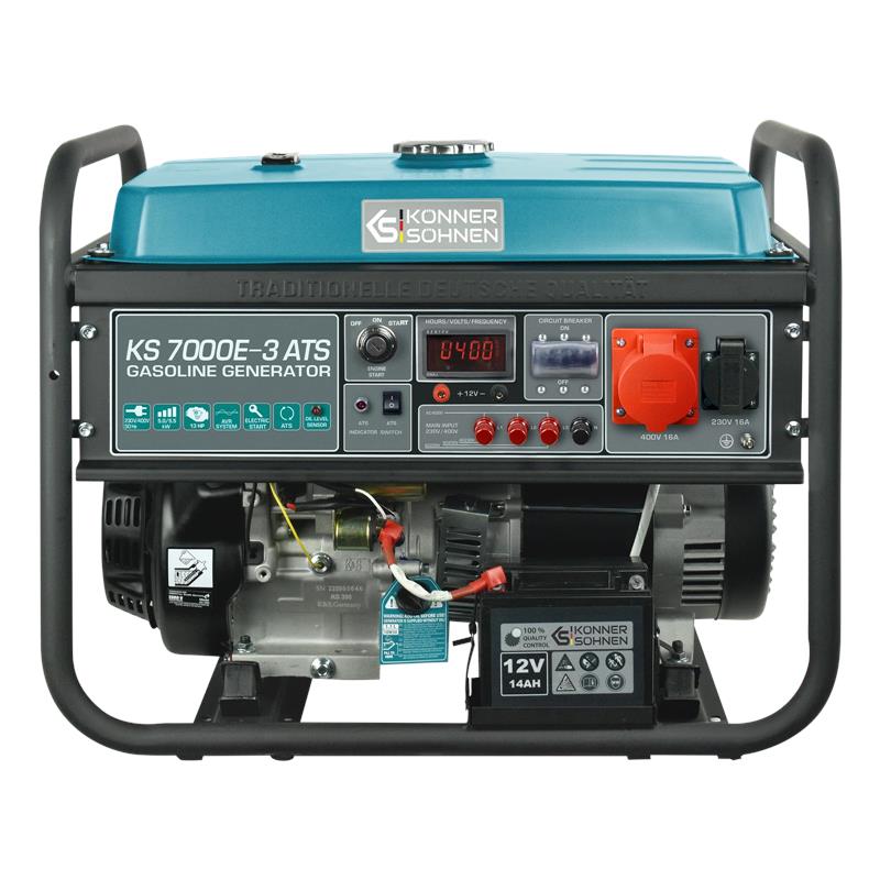 Генератор бензиновий Konner&Sohnen KS 7000E-3 ATS, 400В, 5.5кВт, АВР(ATS), електростартер, 82.3кг