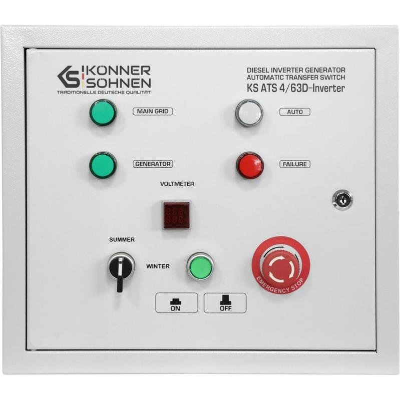 Блок автоматичного введення резерву Konner&Sohnen KS ATS 4/63D-Inverter, 230/400В, 230В 14,5кВт, 63А, 400В 41,5кВт, IP21, 9,3кг