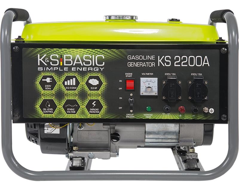 Генератор бензиновий Konner&Sohnen KSB 2200A, 230В, 2.0 кВт, ручний стартер, 33.2кг