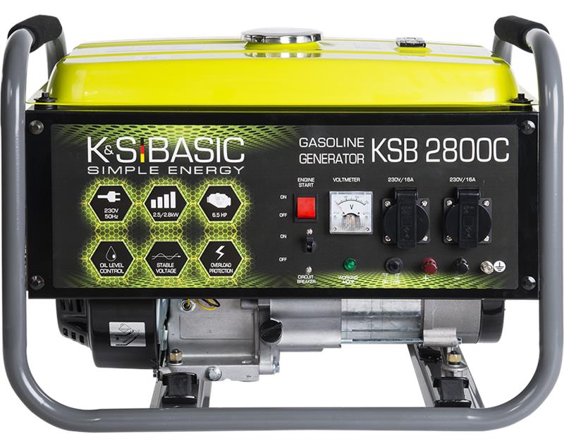 Генератор бензиновий Konner&Sohnen Basic KSB 2800C, 230В, 2.8кВт, ручний стартер, 36.6кг