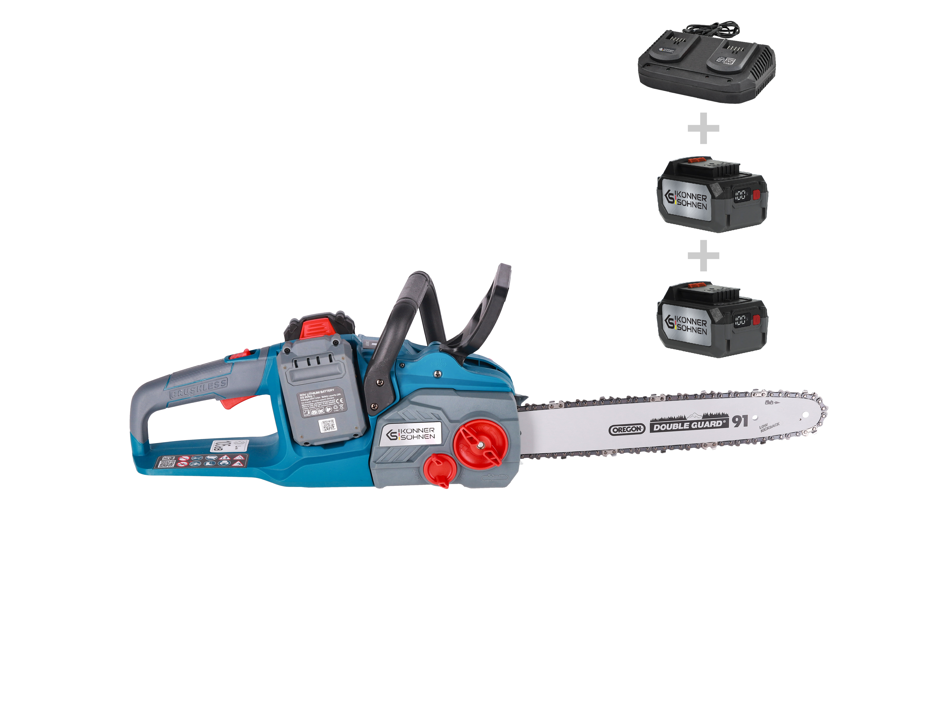 Пила ланцюгова акумуляторна Konner&Sohnen KS CS40V-16 40В(20+20В) акб 2х4А·год 40см 3.6кг