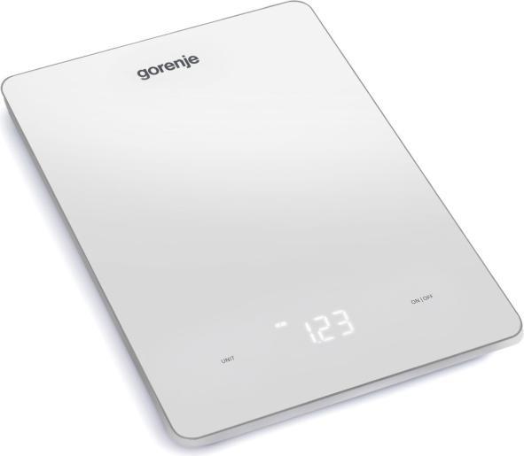 Ваги Gorenje кухонні, 10кг, AAAx3 в комплекті, дисплей, скло, білий