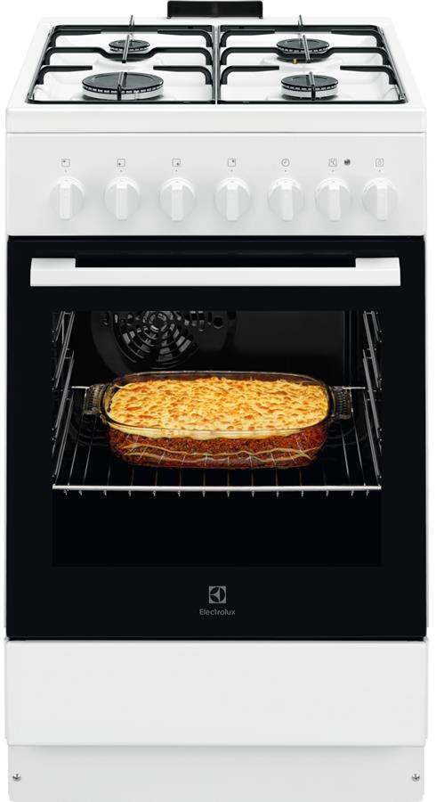Плита Electrolux комбінована, 57л, 50x60см, конвекція, білий