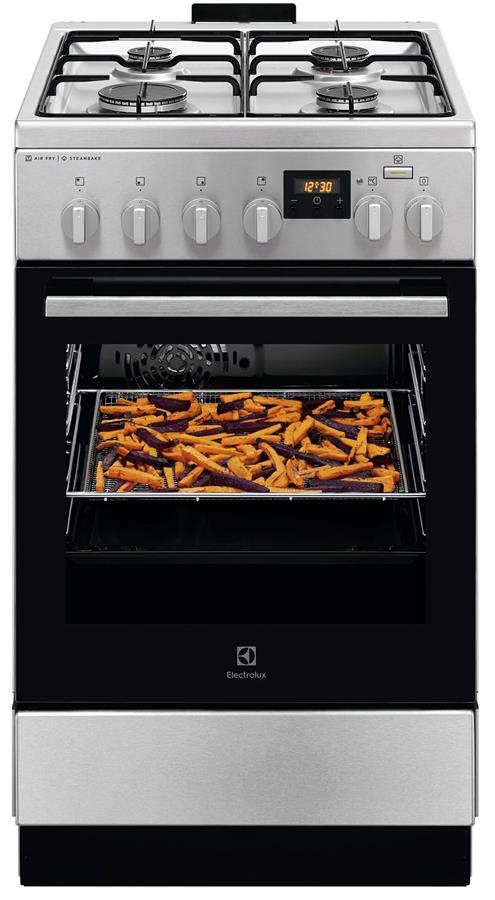 Плита Electrolux комбінована, 58л, 50x60см, дисплей, конвекція, пара, нерж