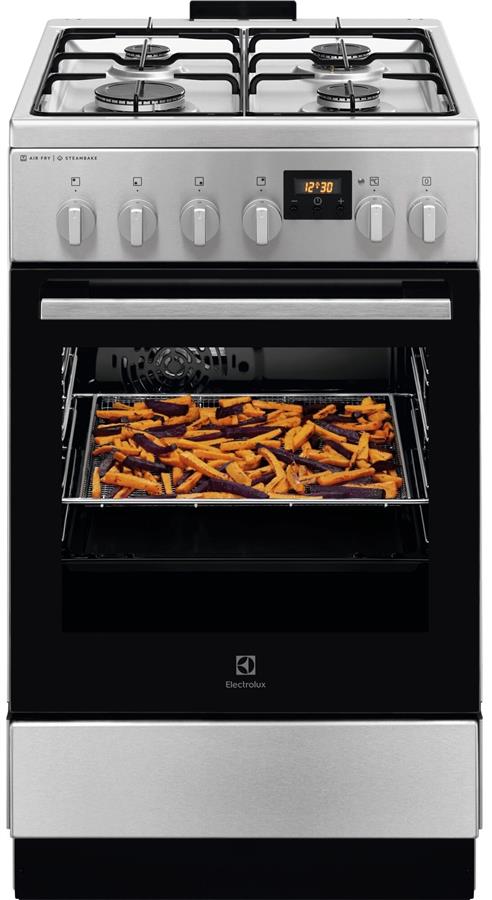 Плита Electrolux комбінована, 58л, 50x60см, дисплей, конвекція, пара, нерж