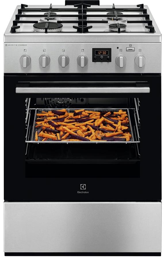 Плита Electrolux комбінована, 58л, 60x60см, дисплей, конвекція, чавун, пара, нерж