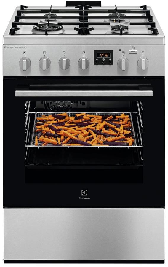 Плита Electrolux комбінована, 58л, 60x60см, дисплей, конвекція, чавун, пара, нерж