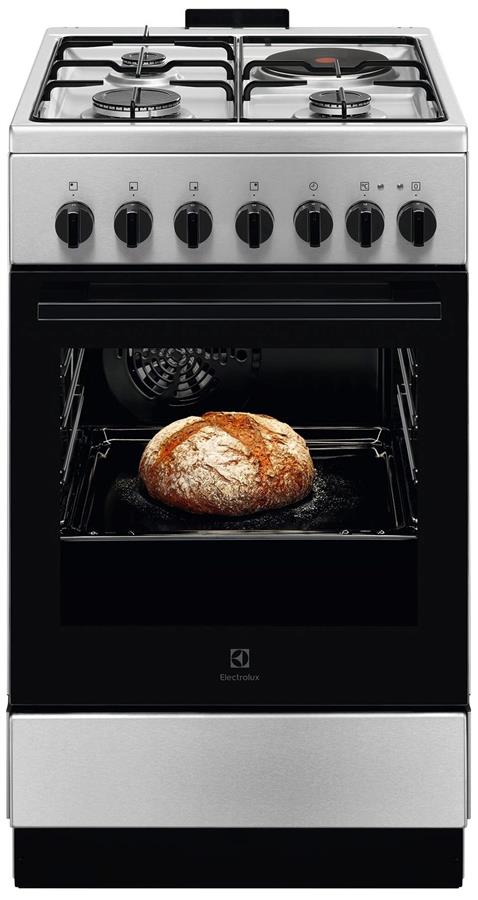 Плита Electrolux комбінована 3 газ + 1 електро, 57л, 50x60см, конвекція, нерж