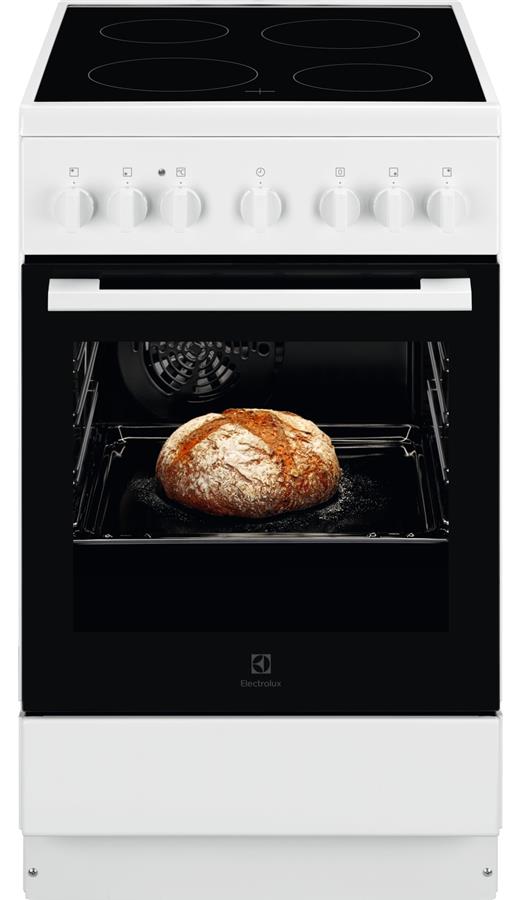 Плита Electrolux електрична склокерамічна, 57л, 50x60см, конвекція, білий