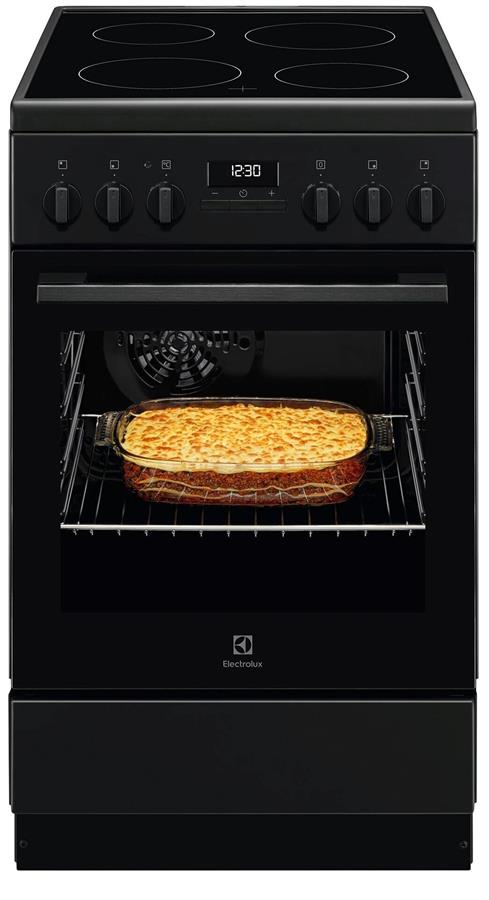 Плита Electrolux електрична склокерамічна, 57л, 50x60см, дисплей, конвекція, чорний матовий