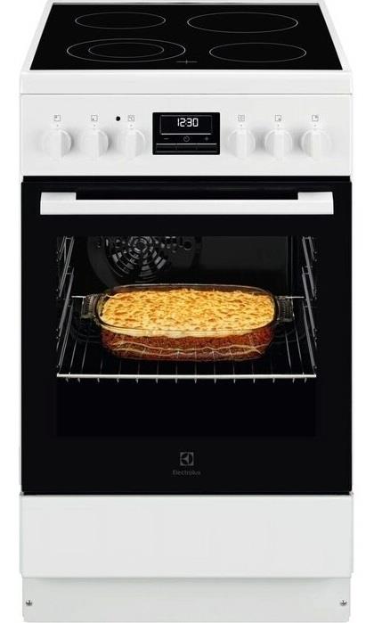 Плита Electrolux електрична склокерамічна, 57л, 50x60см, дисплей, конвекція, білий