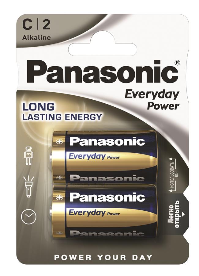 Батарейка Panasonic EVERYDAY POWER щелочная C(LR14) блистер, 2 шт.