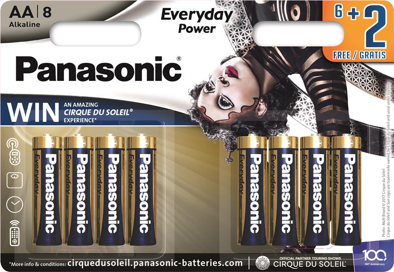 Батарейка Panasonic EVERYDAY POWER AA BLI 8 ALKALINE Cirque du Soleil