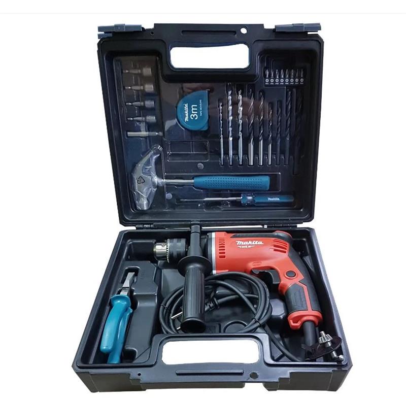 Дриль ударний Makita M8100KX2 710Вт зубчастий патрон 13мм 0-3200об/хв 1.8кг комплект ручного інструменту та оснастки