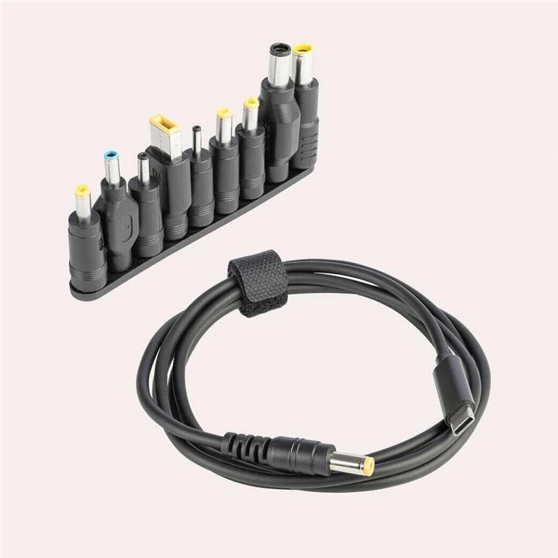 Універсальний кабель для зарядки ноутбука USB-C, з потужністю 5 Вт постійного струму + 9 перехідних штекерів