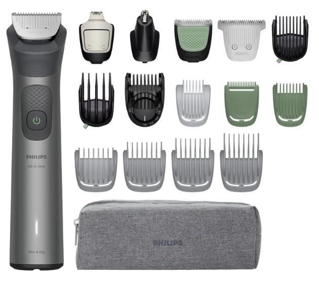 Тример Philips Series 7000, для бороди, голови та тіла, насадок-17, сталь, сірий
