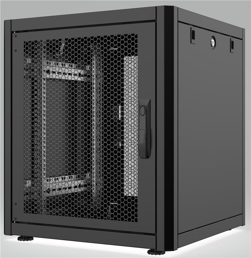 Шафа MIRSAN 19", 26U, GTN, перфоровані двері, 600x600 мм, максимально 1000 кг, чорна