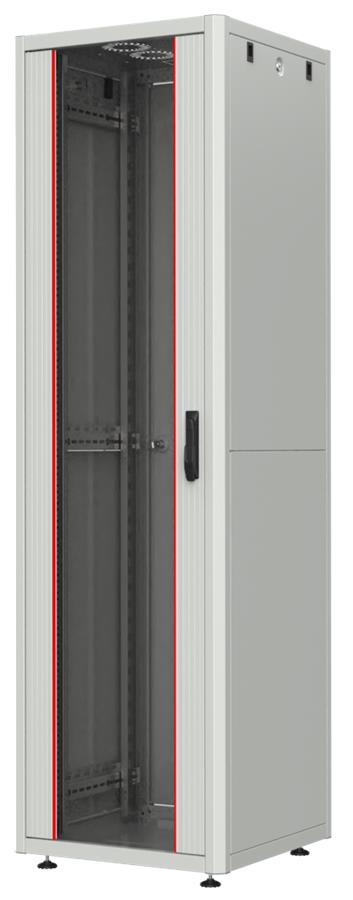 Шафа MIRSAN 19", 42U, GTN SERVER, зібрана, склянні двері, 600x1000 мм, максимально 1000 кг, сіра