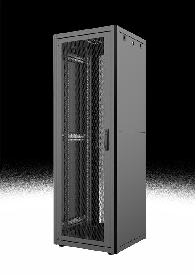 Шафа MIRSAN 19", 42U, GTN, перфоровані двері, 600x1000 мм, максимально 1000 кг, чорна