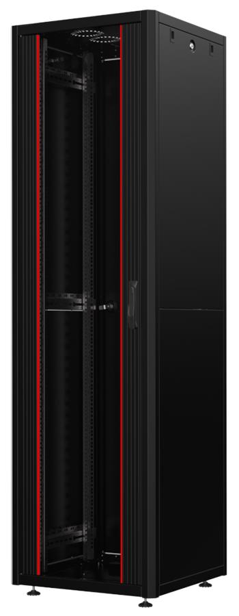 Шафа MIRSAN 19", 42U, GTN SERVER, скляні двері, 600x800 мм, максимально 1000 кг, чорна