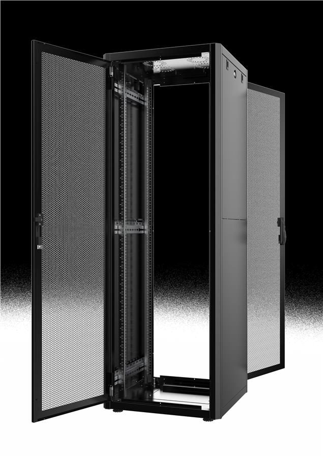 Шафа MIRSAN 19", 42U, GTN, перфоровані двері, 800x800 мм, максимально 1000 кг, чорна