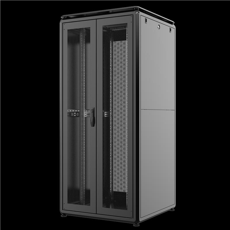 Шафа MIRSAN 19", 36U, GTV, скляні двері, 800x1000 мм, максимально 2000 кг, чорна