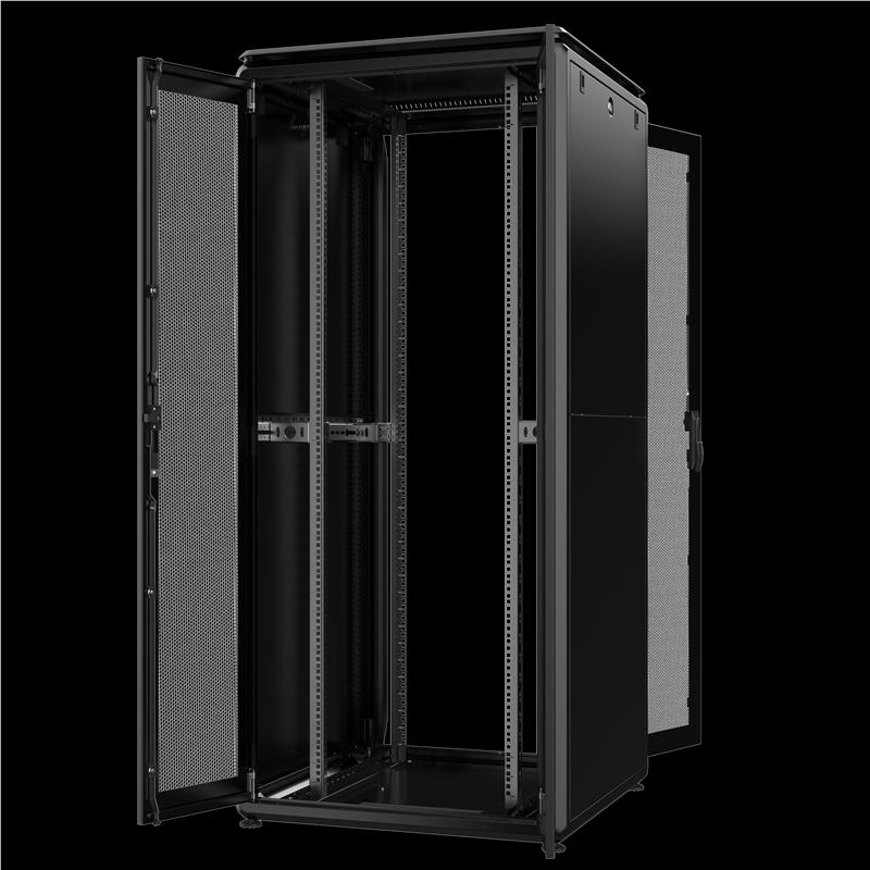 Шафа MIRSAN 19", 42U, GTV, перфорація 63%, 600x600 мм, максимально 2000 кг, чорна