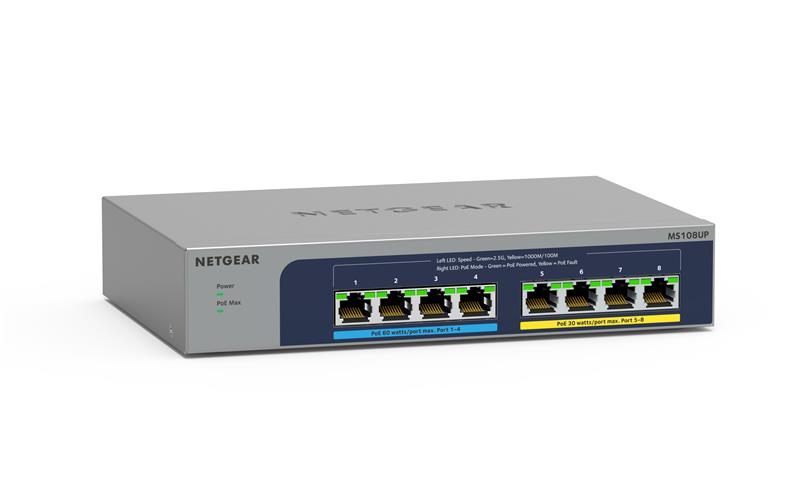Комутатор NETGEAR MS108UP 8x2.5GE PoE, 230Вт, Некерований