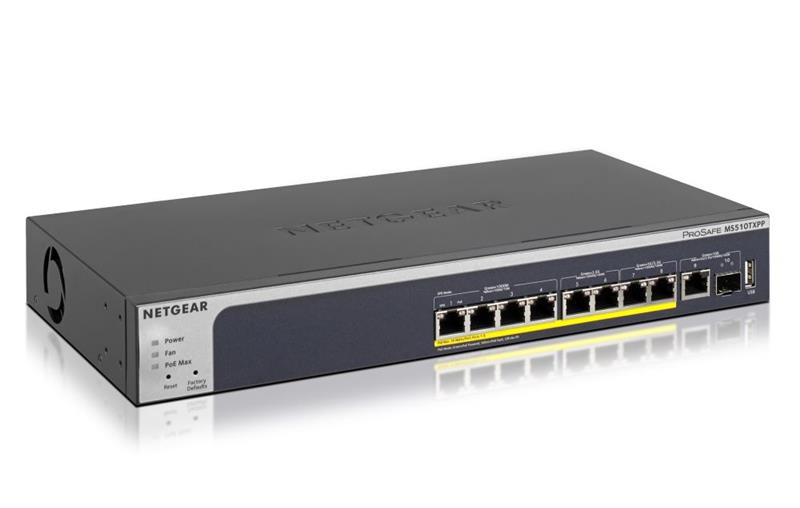 Комутатор NETGEAR MS510TXPP, 8-Port PoE+(180Вт): 4x1GE, 2x2,5GE, 2x5GE. 1x10GE, 1xSFP+, керований L2