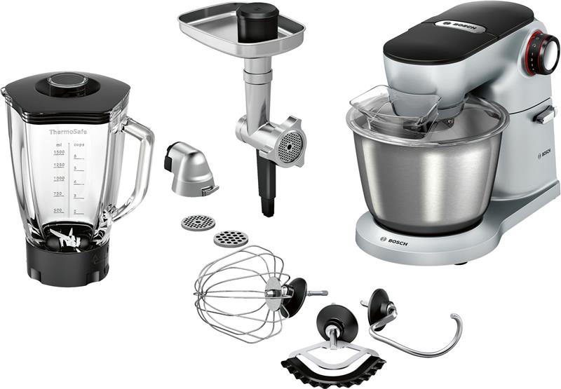 Кухонна машина Bosch 1400Вт, чаша-метал, корпус-метал/пластик, насадок-6, сірий