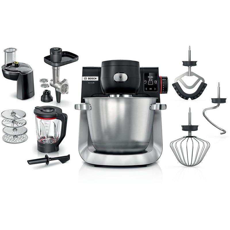 Кухонна машина Bosch 1600Вт, чаша-метал, корпус-метал/пластик, насадок-12, сірий