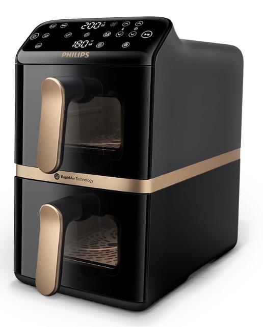 Мультипіч Philips Stacked Dual 2300Вт, чаша-5+5л, сенсорне управл., 6 авто. программ, пластик, чорний