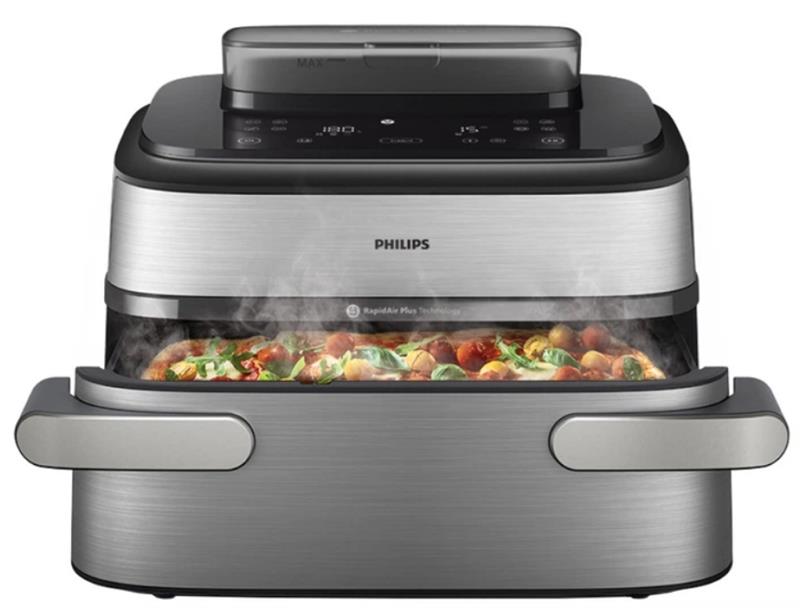 Мультипіч Philips Ovi Dual SteamFry 2750Вт, чаша-3+6л, сенсорне управл., 8 авто. програм, пластик/метал, сірий