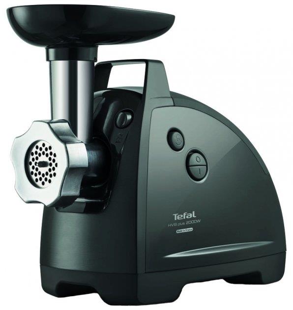 М'ясорубка Tefal HVB Plus, 2000Вт, 2.6кг/хв, 3 решітки, насадка для ковбас, кеббе, томатів, 5 терок, пластик/метал, чорний