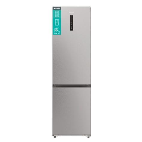 Холодильник з нижн. мороз. камерою Gorenje, 203х66х60см, 2 двері, 283(130)л, А+, Total NF, Зона св-ті, Інвертор, Зовн. Дисп, Wi-Fi, нерж