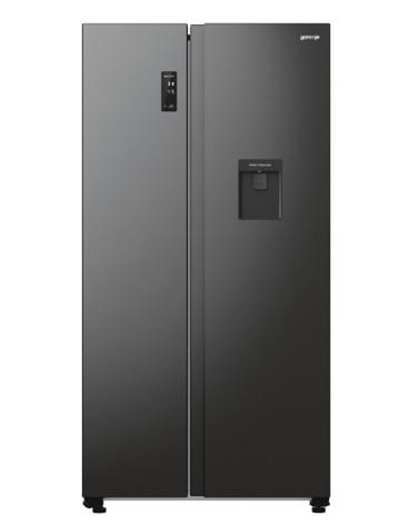 Холодильник SBS Gorenje, 179х67х92см, 2 двері, 353(191)л, А++, NF+, Інв., Зона св-ті, диспенсер, генератор льоду, Зовн. Диспл, чорний