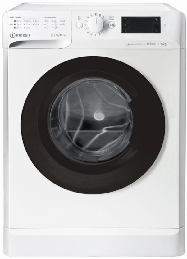 Стир. машина с фронт. загр. Indesit OMTWE81283WKEU, 8кг, 1200, A+++, 60см, Дисплей, Инвертор, Люк черный, Белый